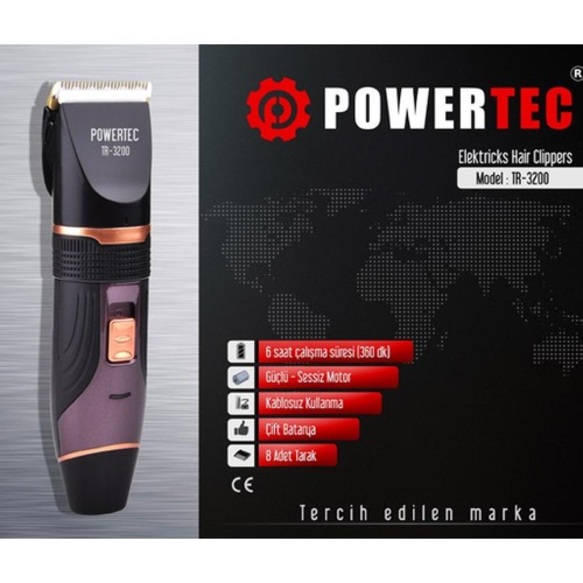 Powertec TR-3200 Kablosuz, Şarjlı Profesyonel Saç, Sakal, Ense, Vücut (Kesme-Düzeltme) Tıraş Makinesi