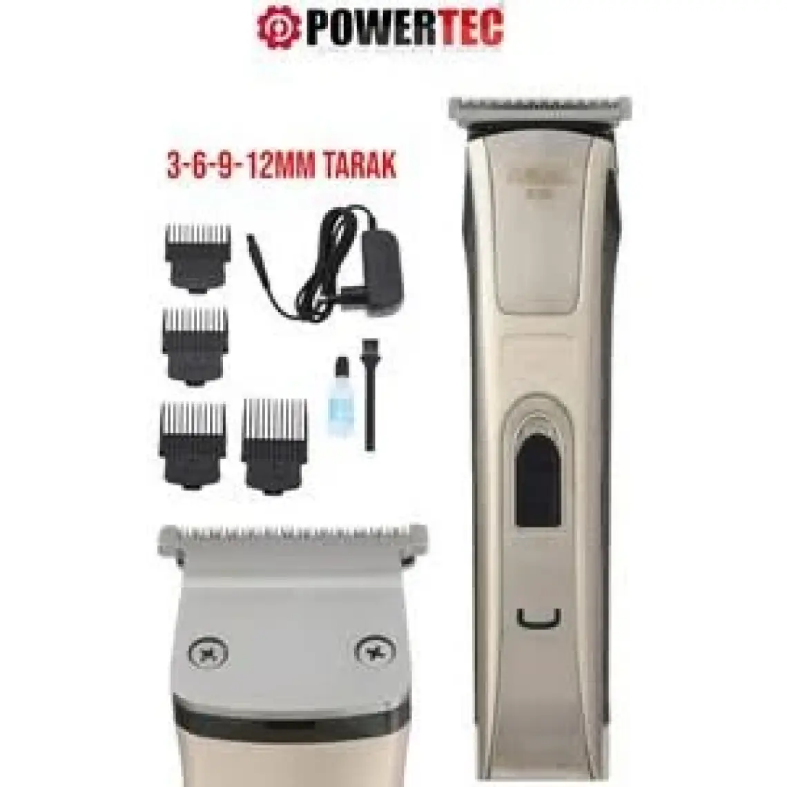 Powertec TR-558 Profesyonel Şarjlı Saç Sakal Ense T-bıçak Tıraş Makinesi