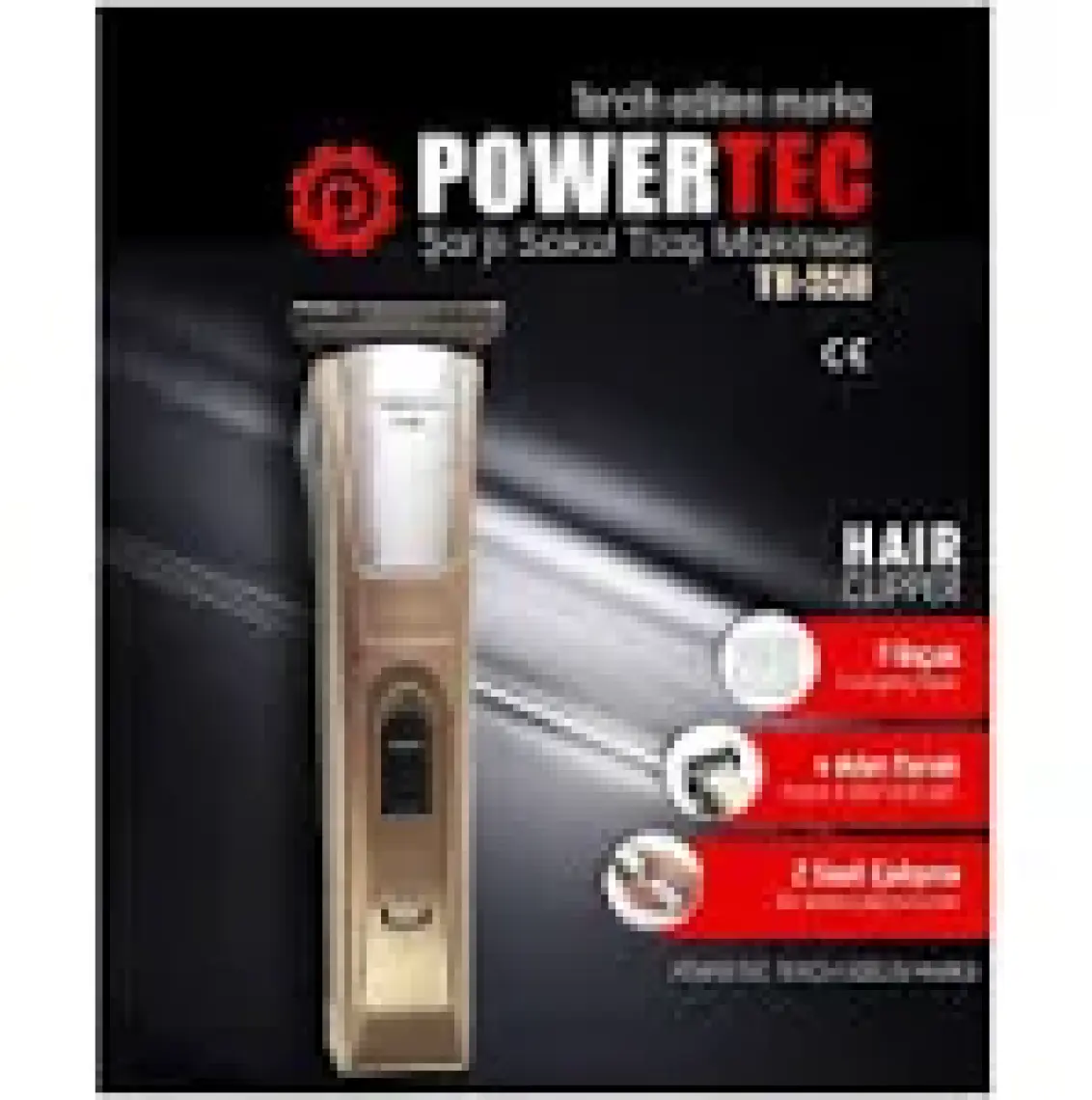 Powertec TR-558 Profesyonel Şarjlı Saç Sakal Ense T-bıçak Tıraş Makinesi
