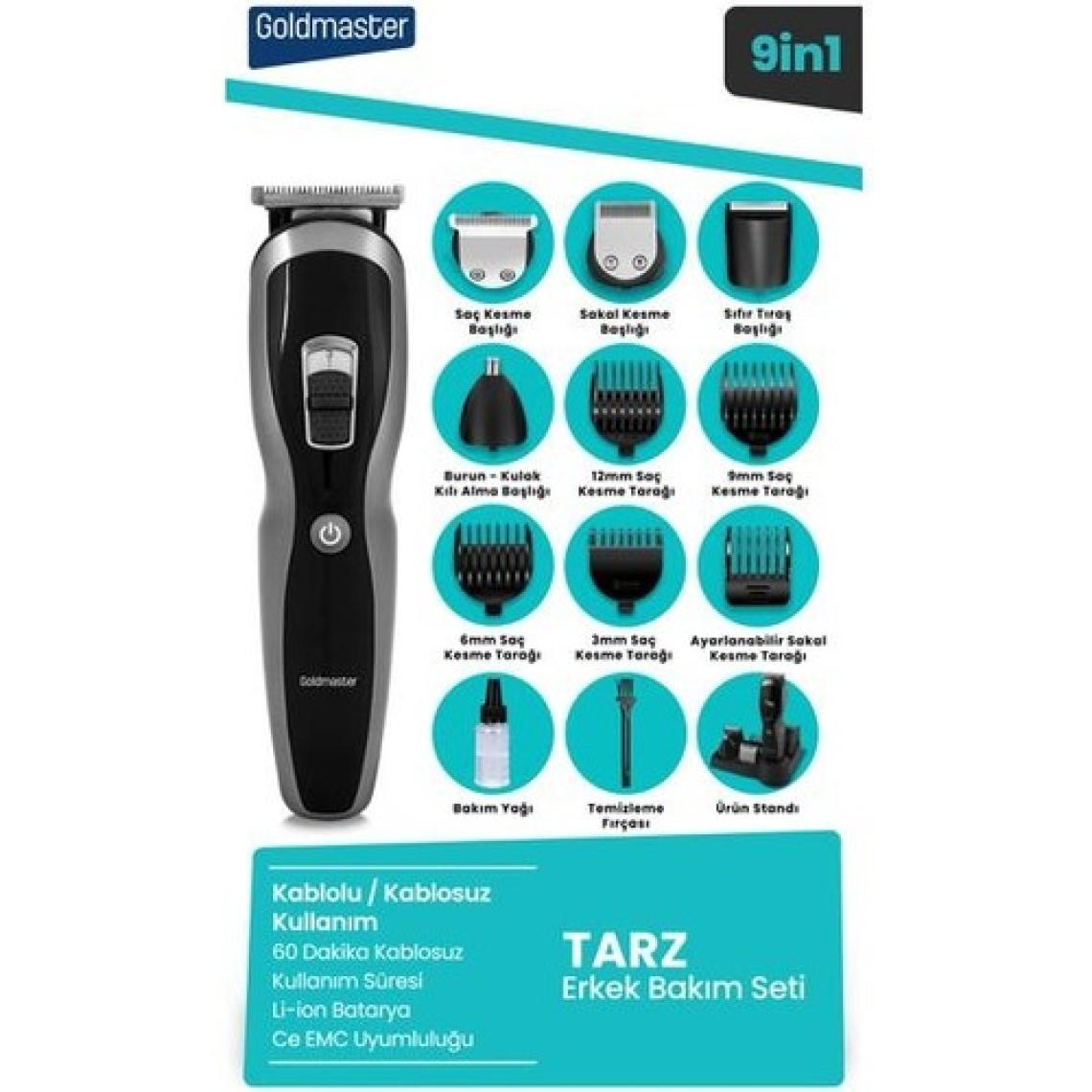 Goldmaster GM-8104 9in1 Tarz Erkek Tıraş Bakım Seti