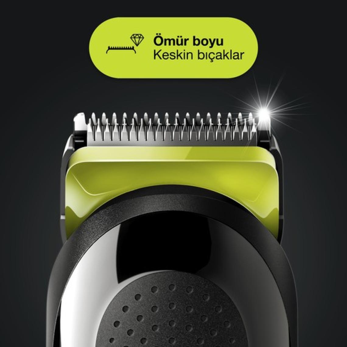Braun MGK 3221 Şarjlı Erkek Bakım Kiti 6 Ek Ataşman, Kuru Kullanım Kablosuz Şekillendirici - Siyah/Yeşil