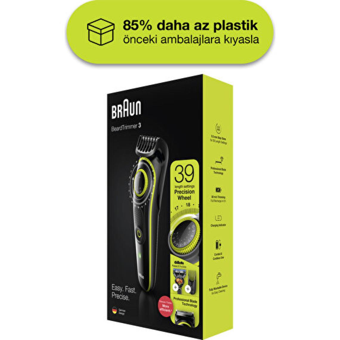Braun BT 3241 Şarjlı Saç&Sakal Şekillendirici - Siyah/Yeşil + Gillette Fusion ProGlide
