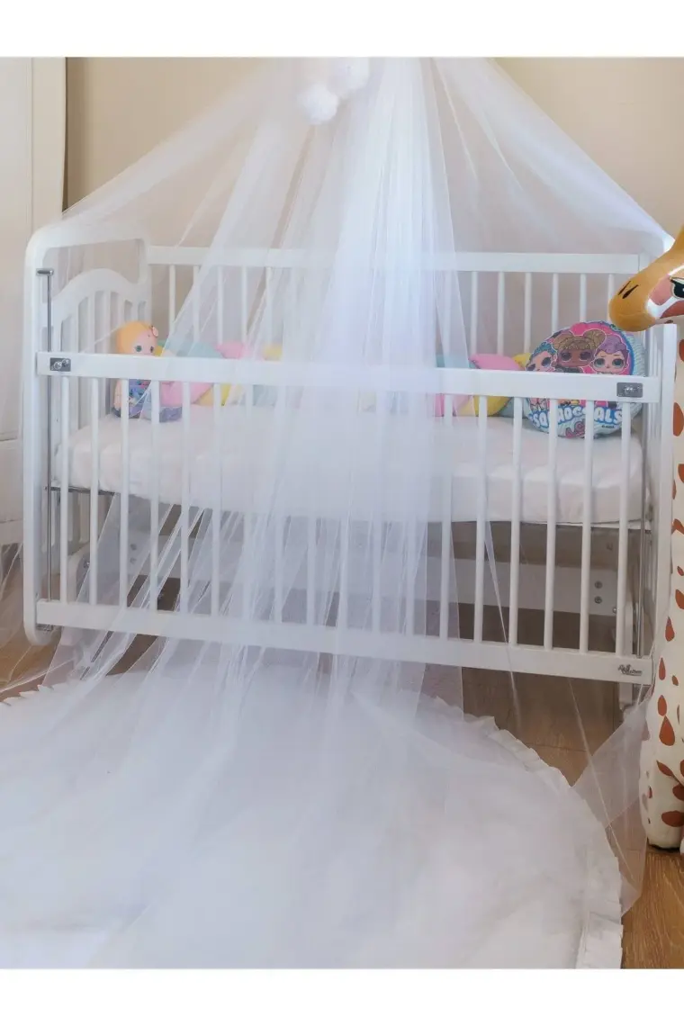 G&G Baby Beyaz  Pon Ponlu Beşik Cibinliği ve Cibinlik Aparatı