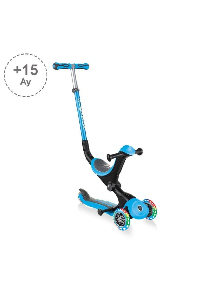 Globber Go Up Deluxe Play Mavi 3 Tekerlekli Oturaklı Işıklı Çocuk Scooter