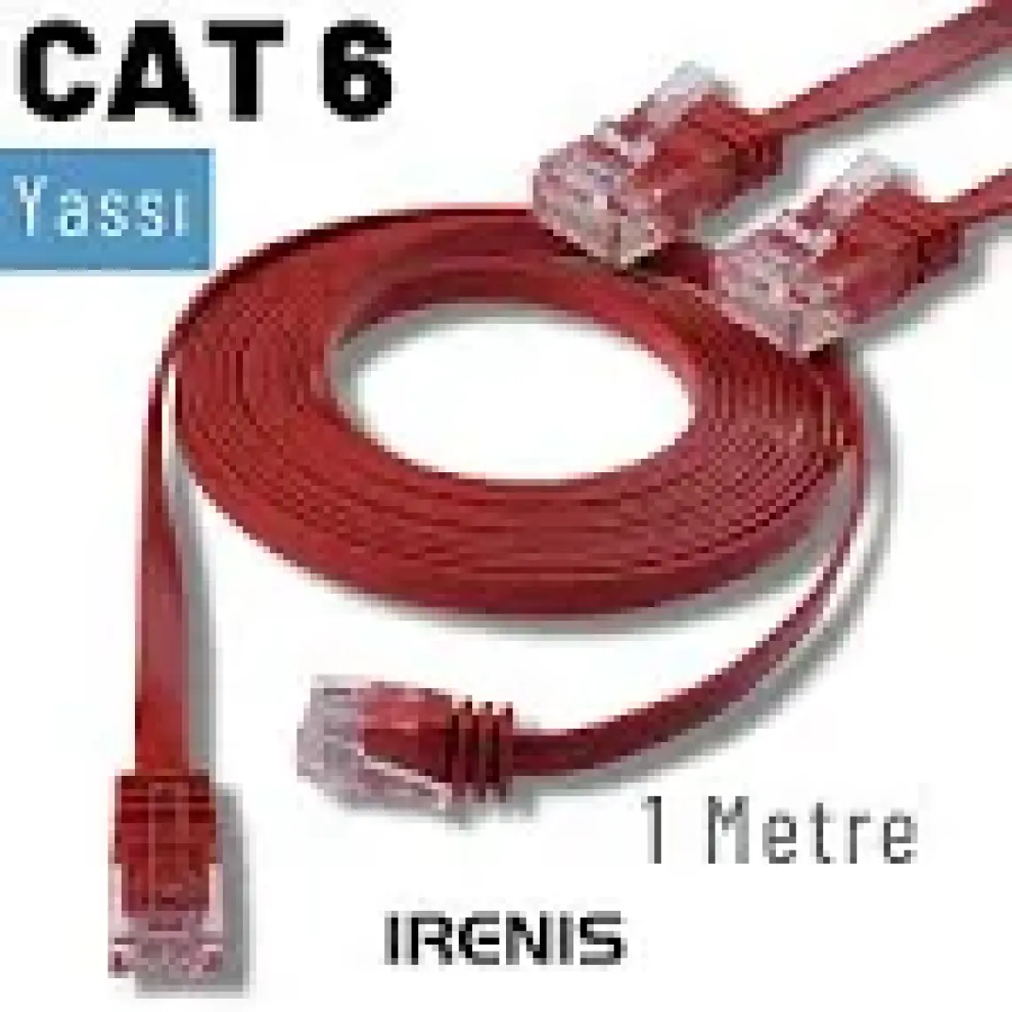 IRENIS CAT6 Yassı Ethernet (Network, LAN) Kablosu, Kırmızı, 1 metre