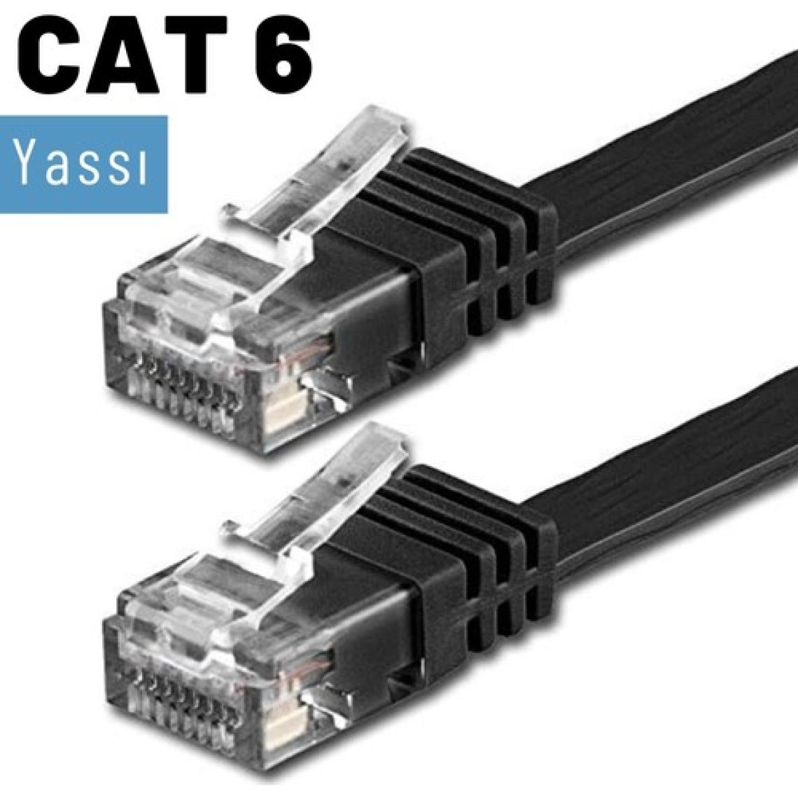 IRENIS CAT6 Yassı Ethernet (Network, LAN) Kablosu, Siyah, 2 metre