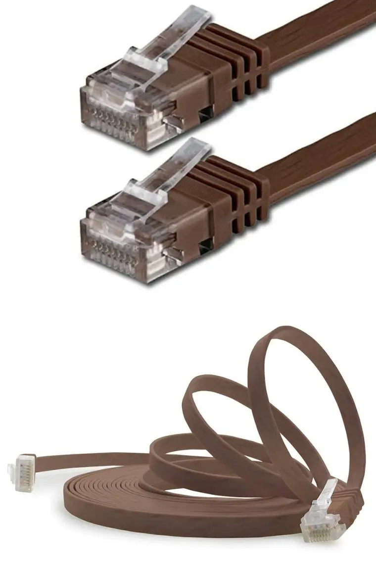 IRENIS CAT6 Yassı Ethernet (Network, LAN) Kablosu, Kahverengi, 7.50 metre