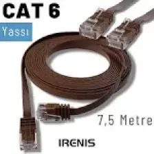 IRENIS CAT6 Yassı Ethernet (Network, LAN) Kablosu, Kahverengi, 7.50 metre
