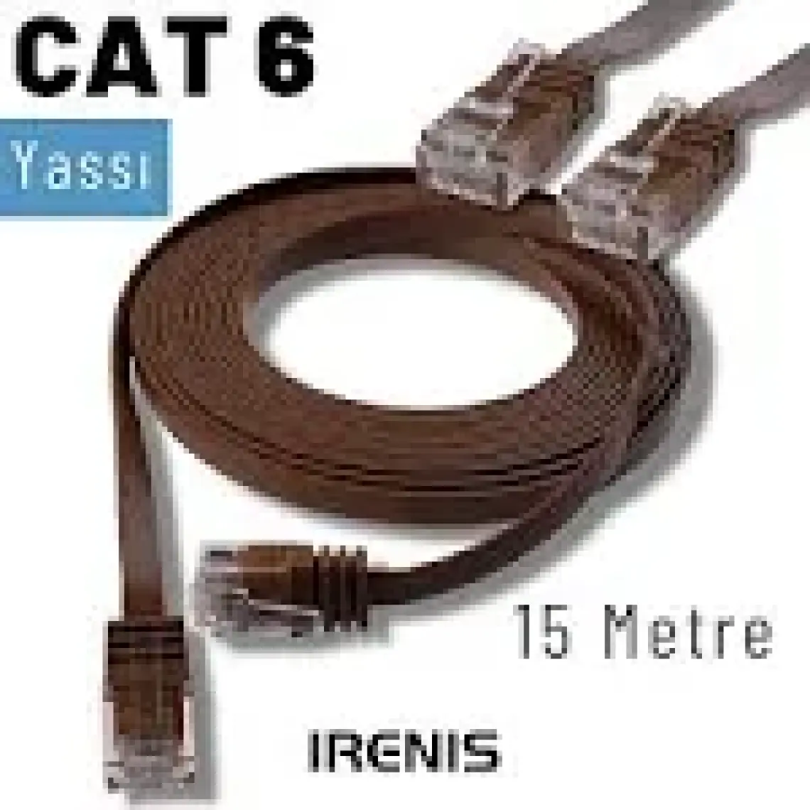 IRENIS CAT6 Yassı Ethernet (Network, LAN) Kablosu, Kahverengi, 15 metre