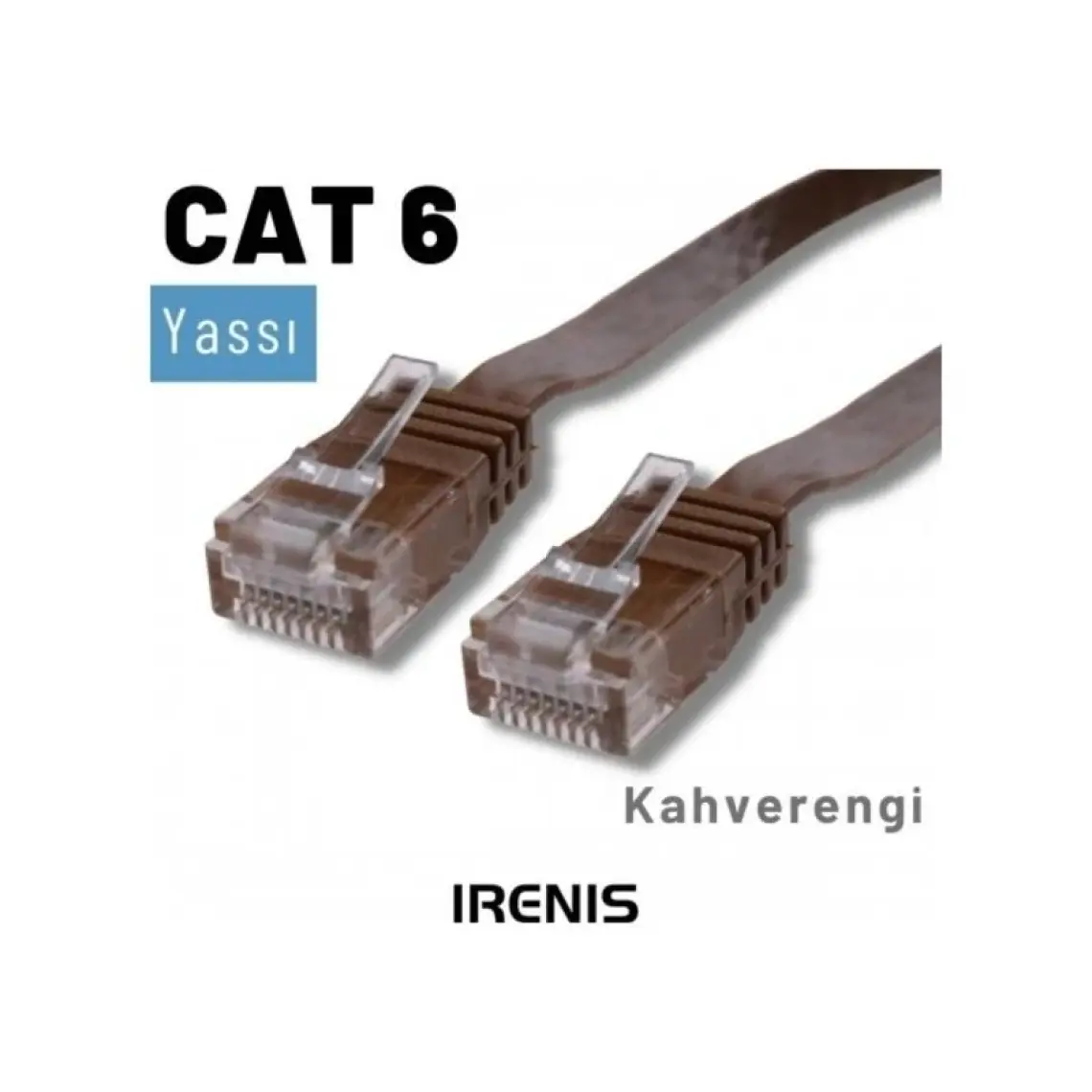 IRENIS CAT6 Yassı Ethernet (Network, LAN) Kablosu, Kahverengi, 15 metre