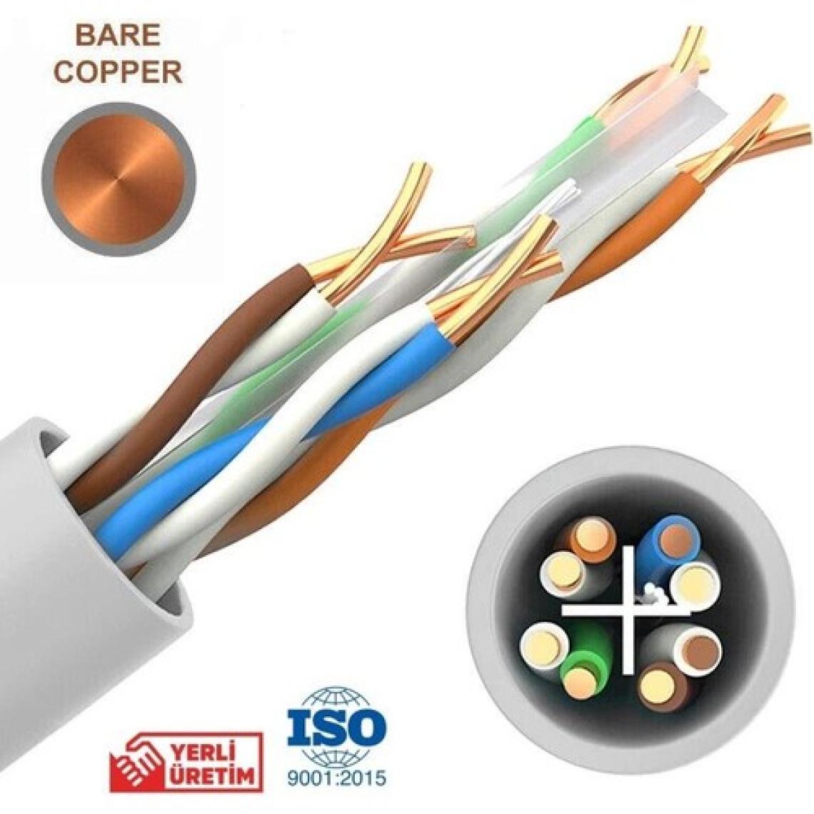 Ersan Kablo 23AWG Full Bakır Cat6 Kablo Gri 100MT Yerli Üretim