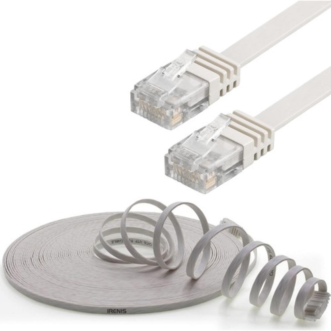 IRENIS CAT6 Yassı Ethernet (Network, LAN) Kablosu, Beyaz, 5 metre