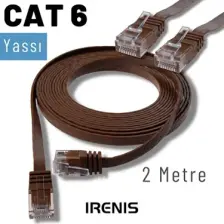 IRENIS CAT6 Yassı Ethernet (Network, LAN) Kablosu, Kahverengi, 2 metre