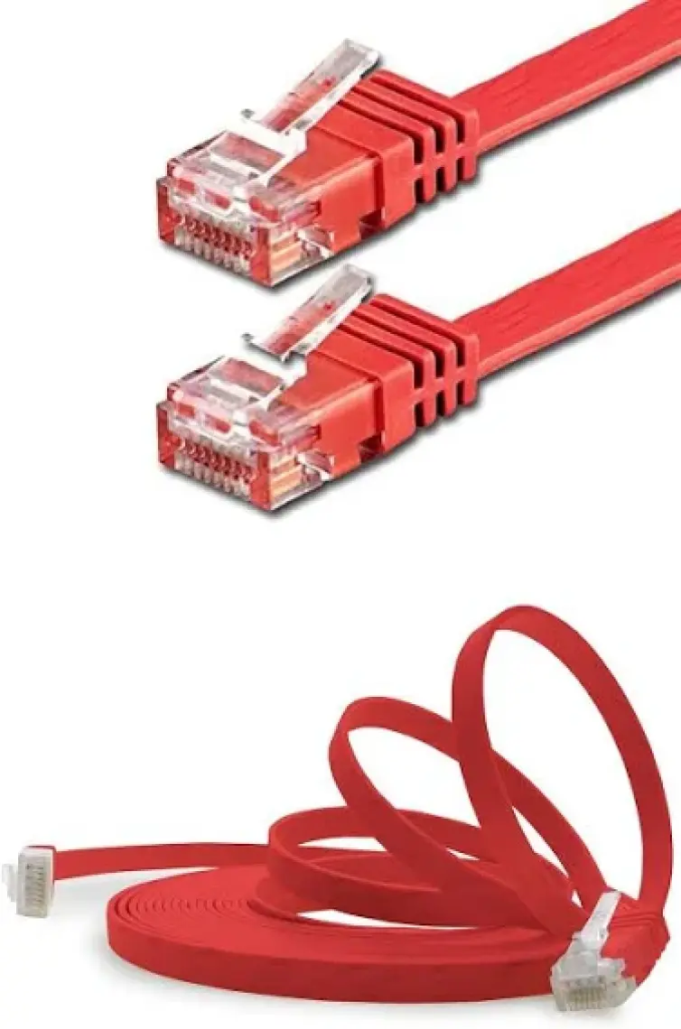 IRENIS CAT6 Yassı Ethernet (Network, LAN) Kablosu, Kırmızı, 5 metre