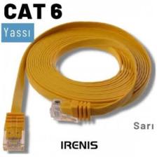 IRENIS CAT6 Yassı Ethernet (Network, LAN) Kablosu, Sarı, 2 metre