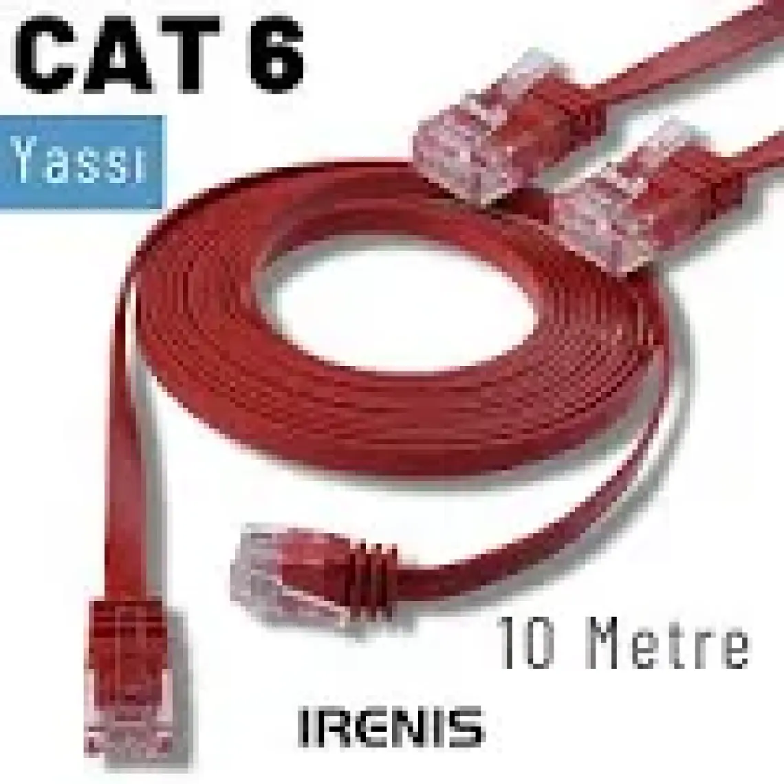 IRENIS CAT6 Yassı Ethernet (Network, LAN) Kablosu, Kırmızı, 10 metre