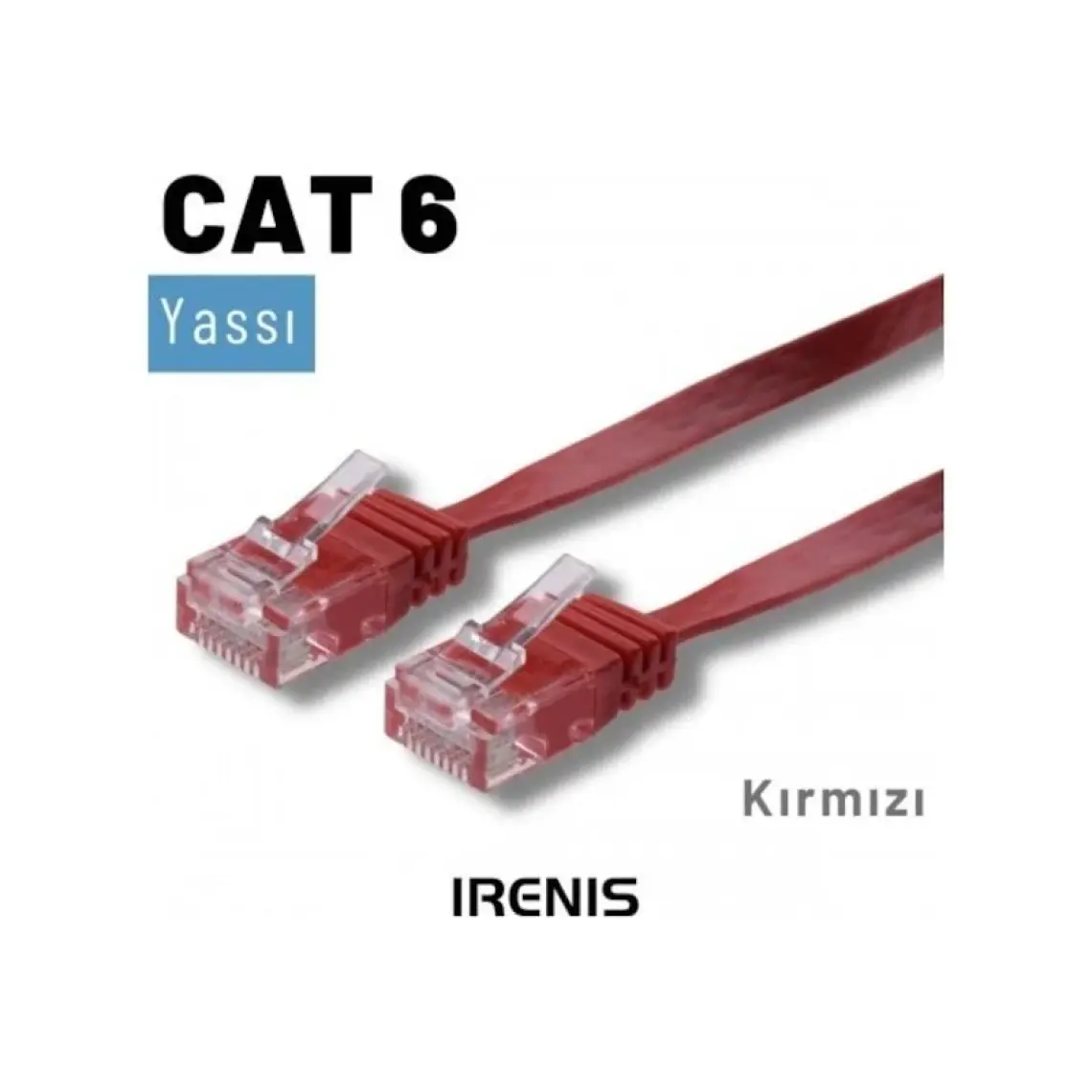 IRENIS CAT6 Yassı Ethernet (Network, LAN) Kablosu, Kırmızı, 10 metre