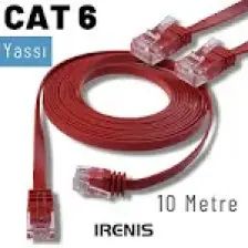 IRENIS CAT6 Yassı Ethernet (Network, LAN) Kablosu, Kırmızı, 10 metre
