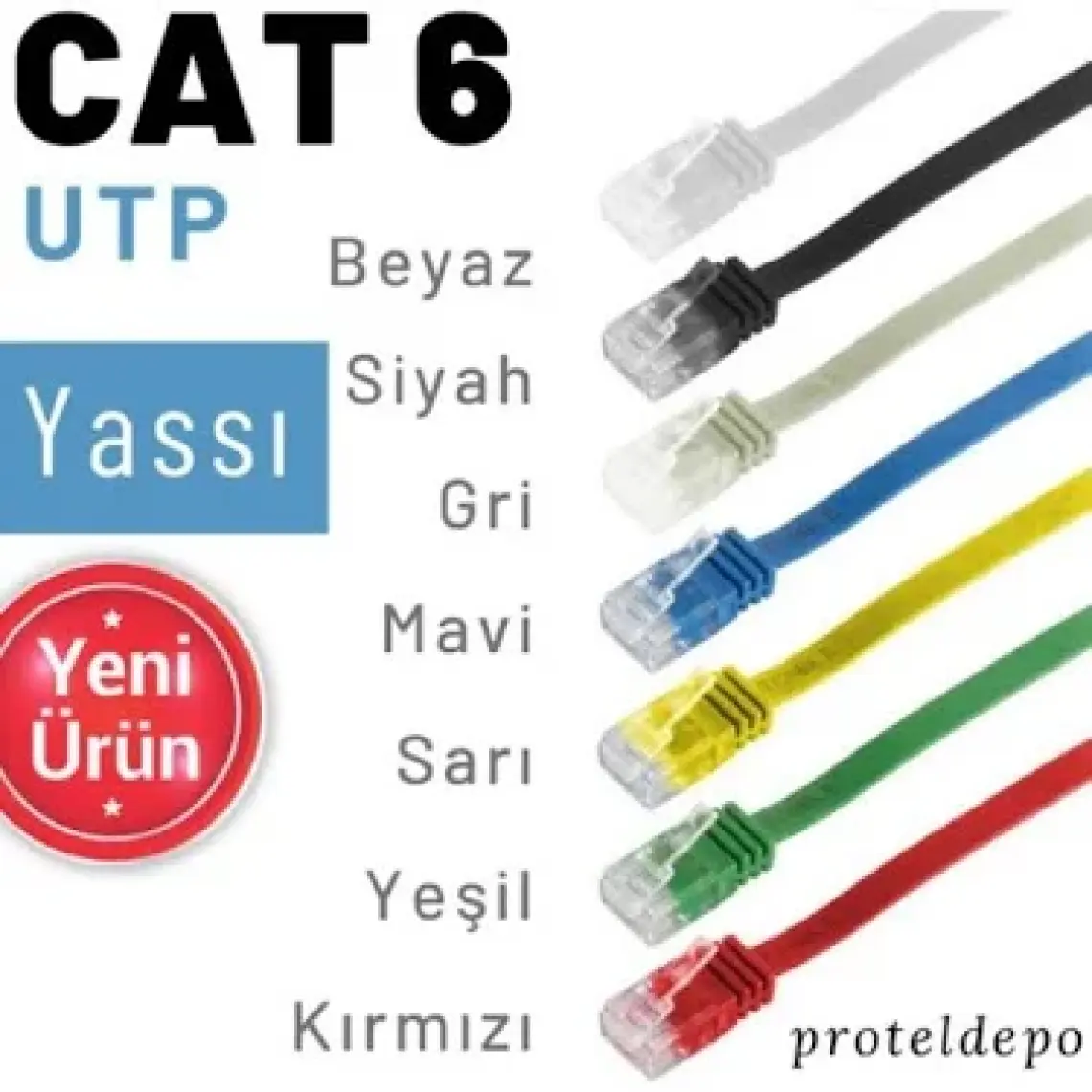 IRENIS CAT6 Yassı Ethernet (Network, LAN) Kablosu, Gri, 1 metre