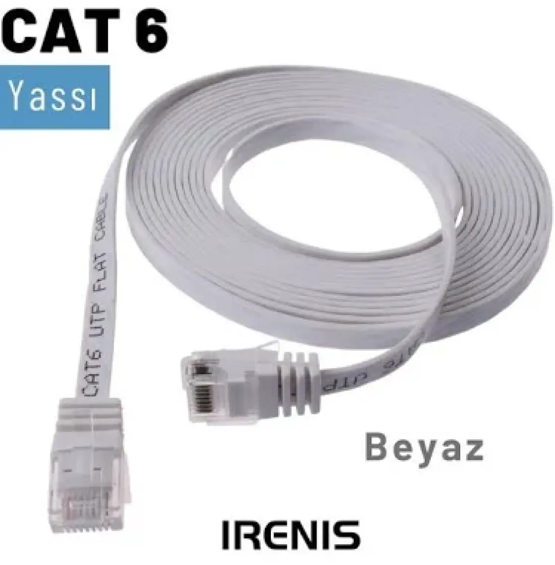 IRENIS CAT6 Yassı Ethernet (Network, LAN) Kablosu, Gri, 1 metre