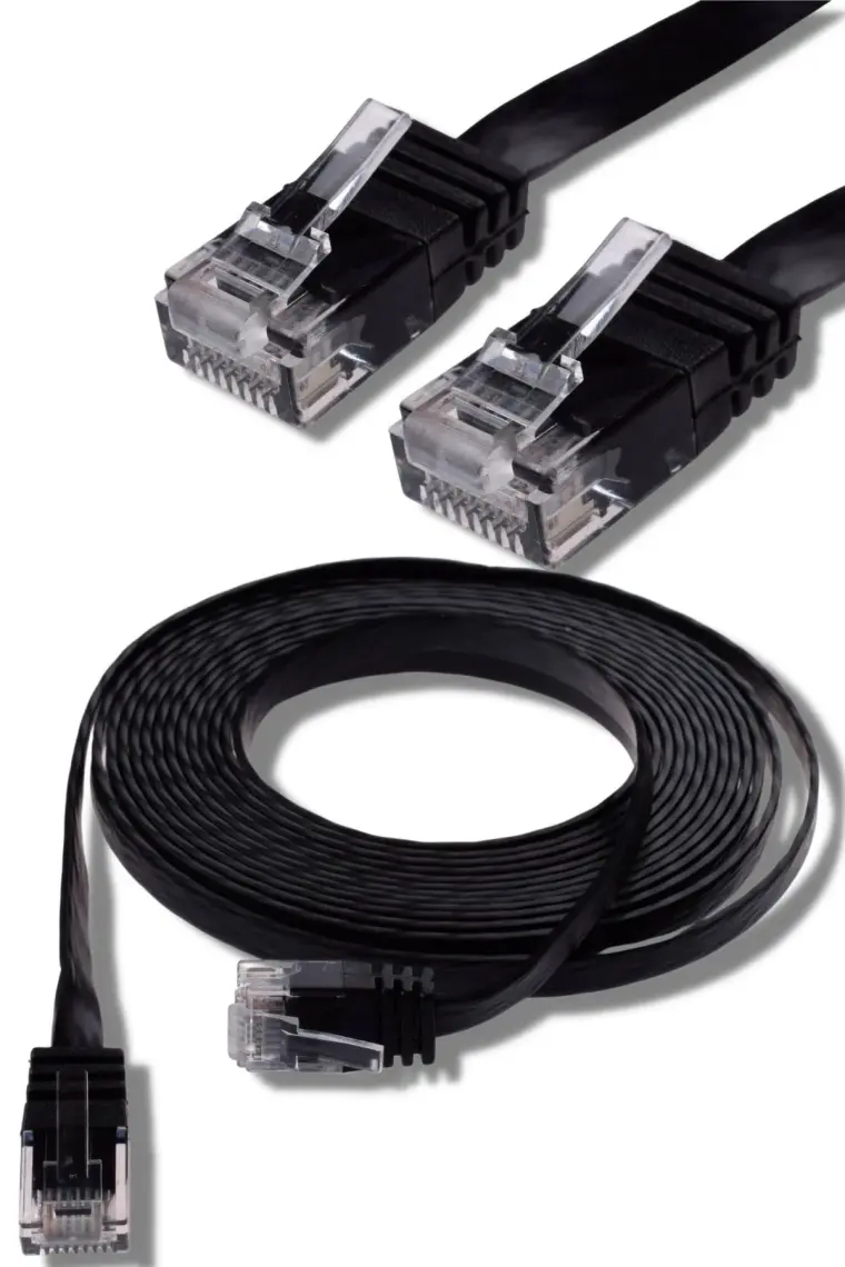 IRENIS CAT6 Yassı Ethernet (Network, LAN) Kablosu, Siyah, 5 metre