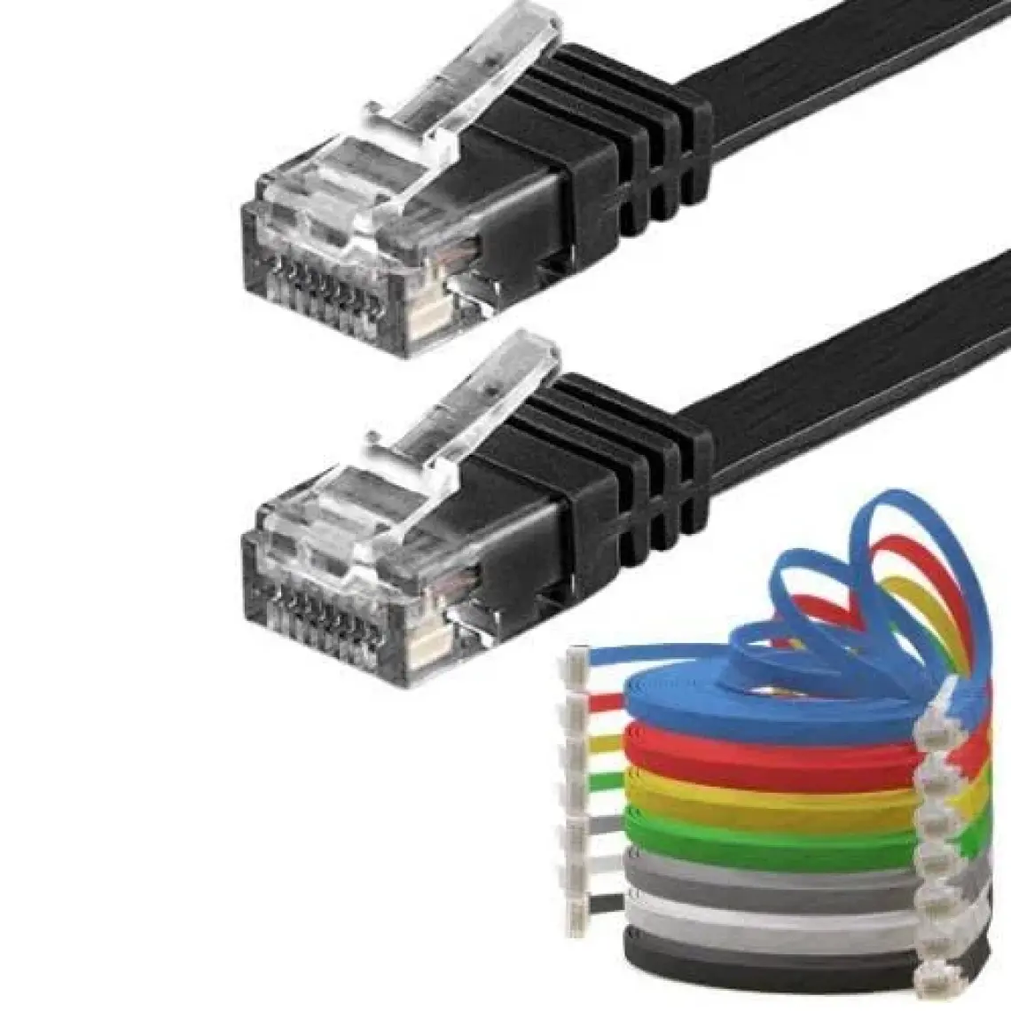 IRENIS CAT6 Yassı Ethernet (Network, LAN) Kablosu, Siyah, 5 metre