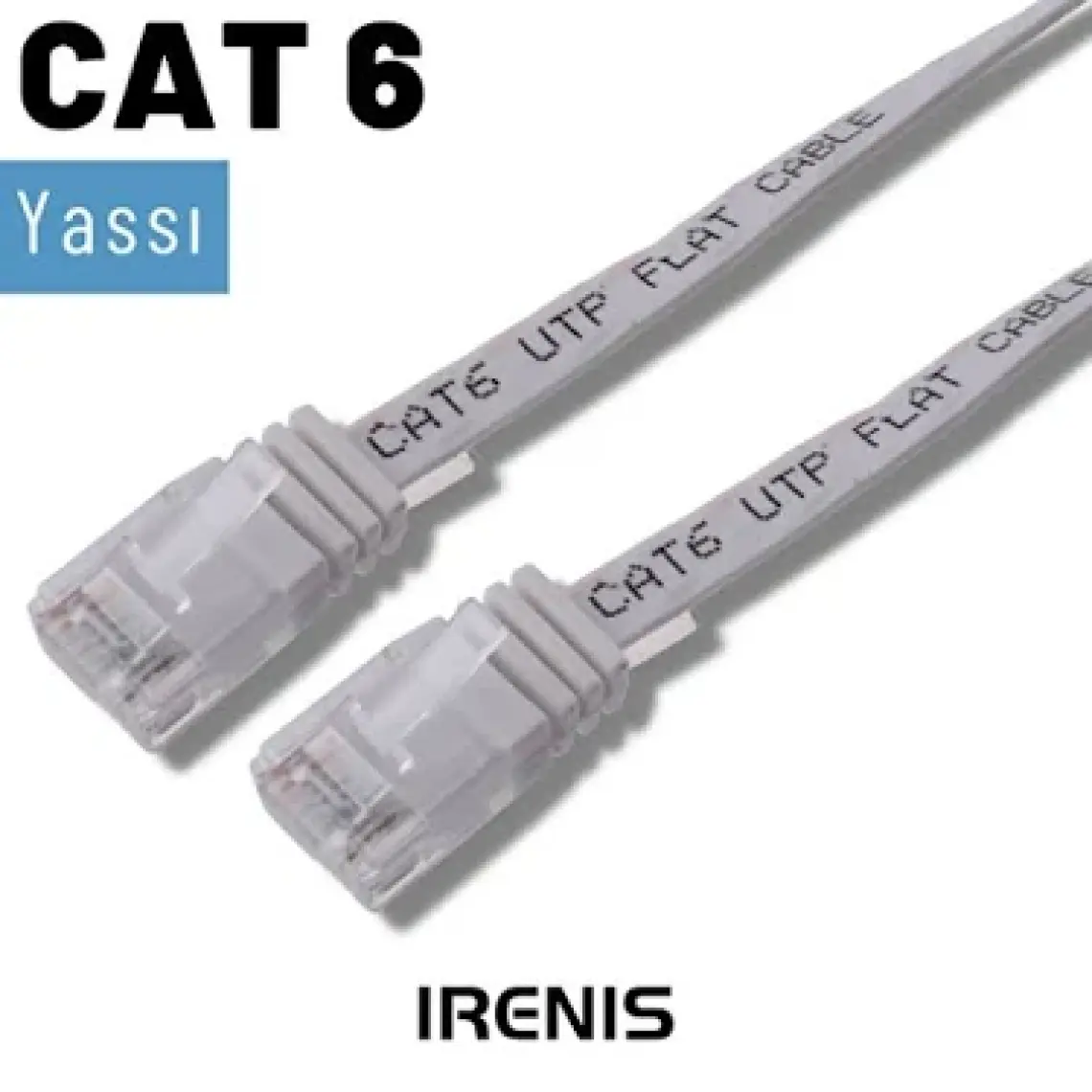 IRENIS CAT6 Yassı Ethernet (Network, LAN) Kablosu, Beyaz, 2 metre