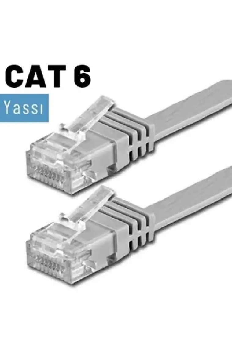IRENIS CAT6 Yassı Ethernet (Network, LAN) Kablosu, Gri, 10 metre