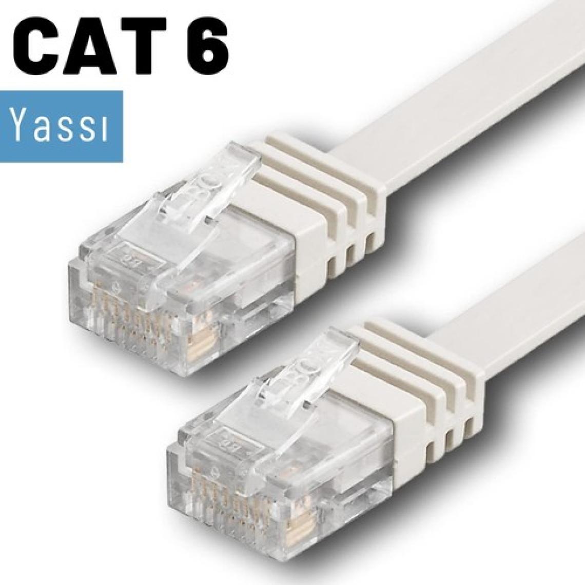 IRENIS CAT6 Yassı Ethernet (Network, LAN) Kablosu, Beyaz, 3 metre