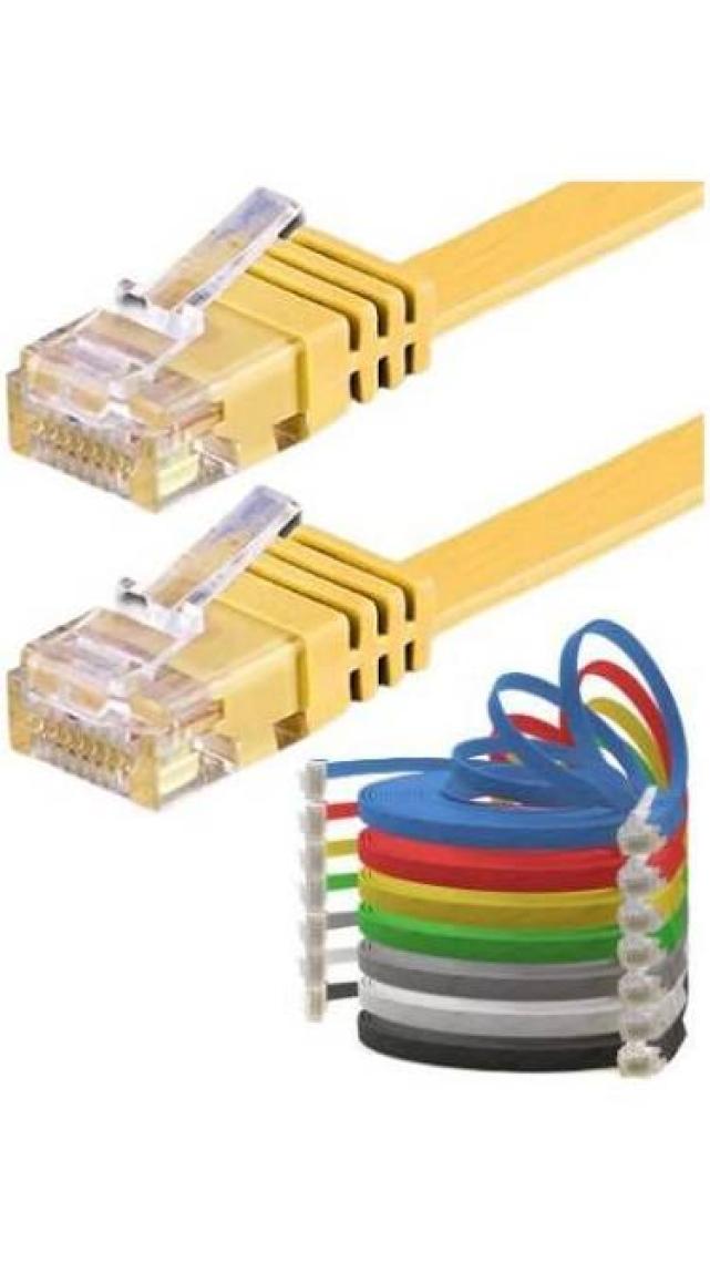 IRENIS CAT6 Yassı Ethernet (Network, LAN) Kablosu, Sarı, 10 metre