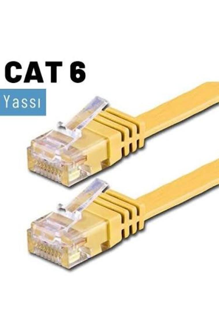 IRENIS CAT6 Yassı Ethernet (Network, LAN) Kablosu, Sarı, 10 metre