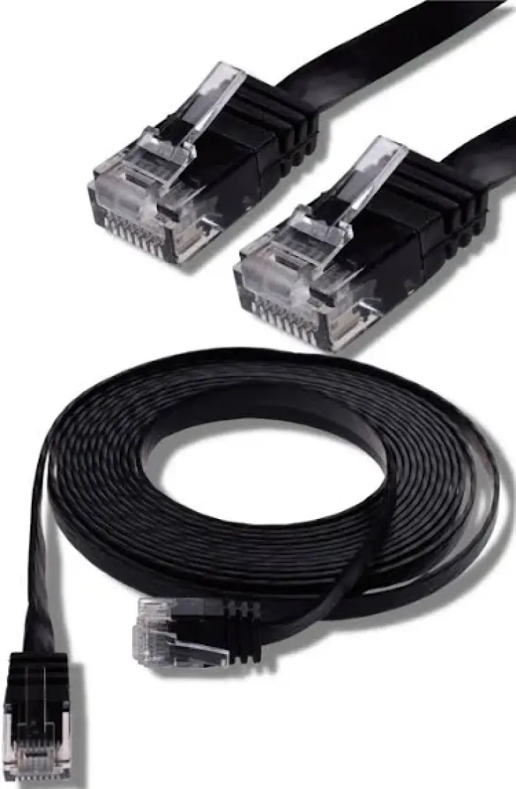IRENIS CAT6 Yassı Ethernet (Network, LAN) Kablosu, Siyah, 15 metre