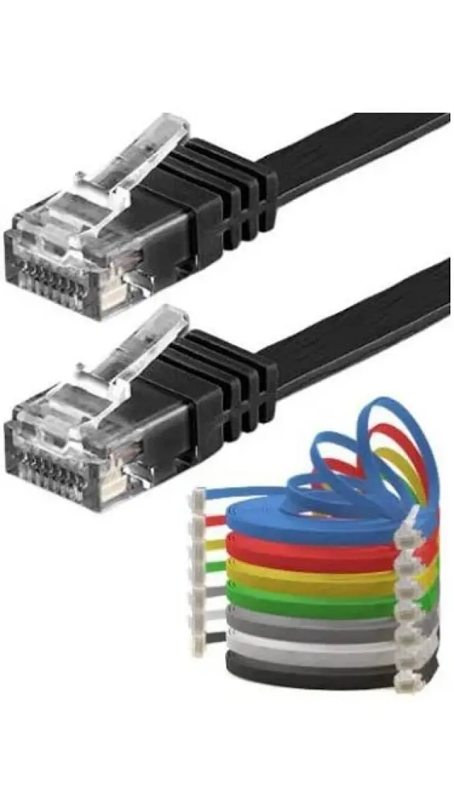 IRENIS CAT6 Yassı Ethernet (Network, LAN) Kablosu, Siyah, 15 metre