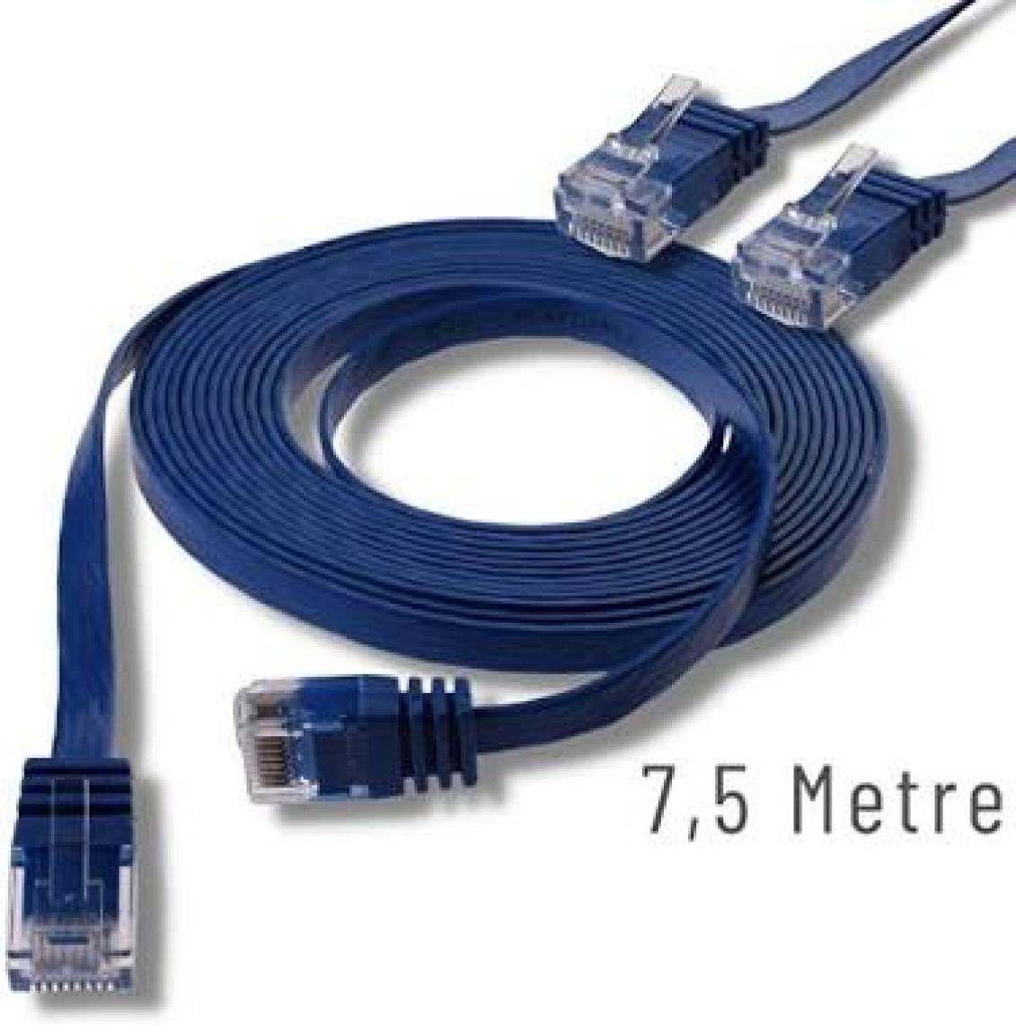 IRENIS CAT6 Yassı Ethernet (Network, LAN) Kablosu, Mavi, 7.50 metre