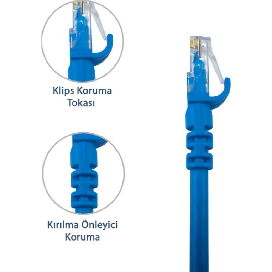 Derkab 15 Metre CAT6 Network-Ağ-Ethernet Kablosu Mavi