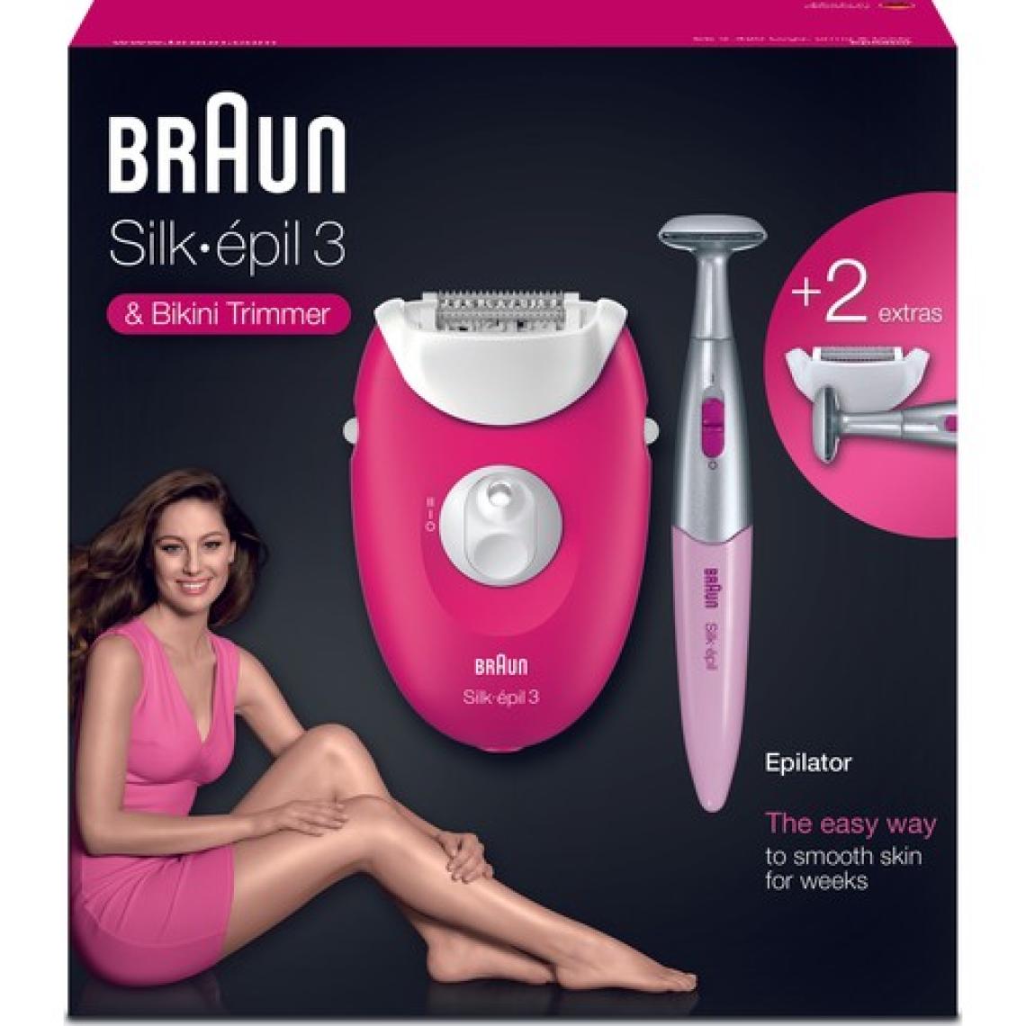 Braun Silk-épil 3 3420 Epilatör Ahududu Pembe - 2 Ek Parçalı Kablolu Epilatör / Epilasyon