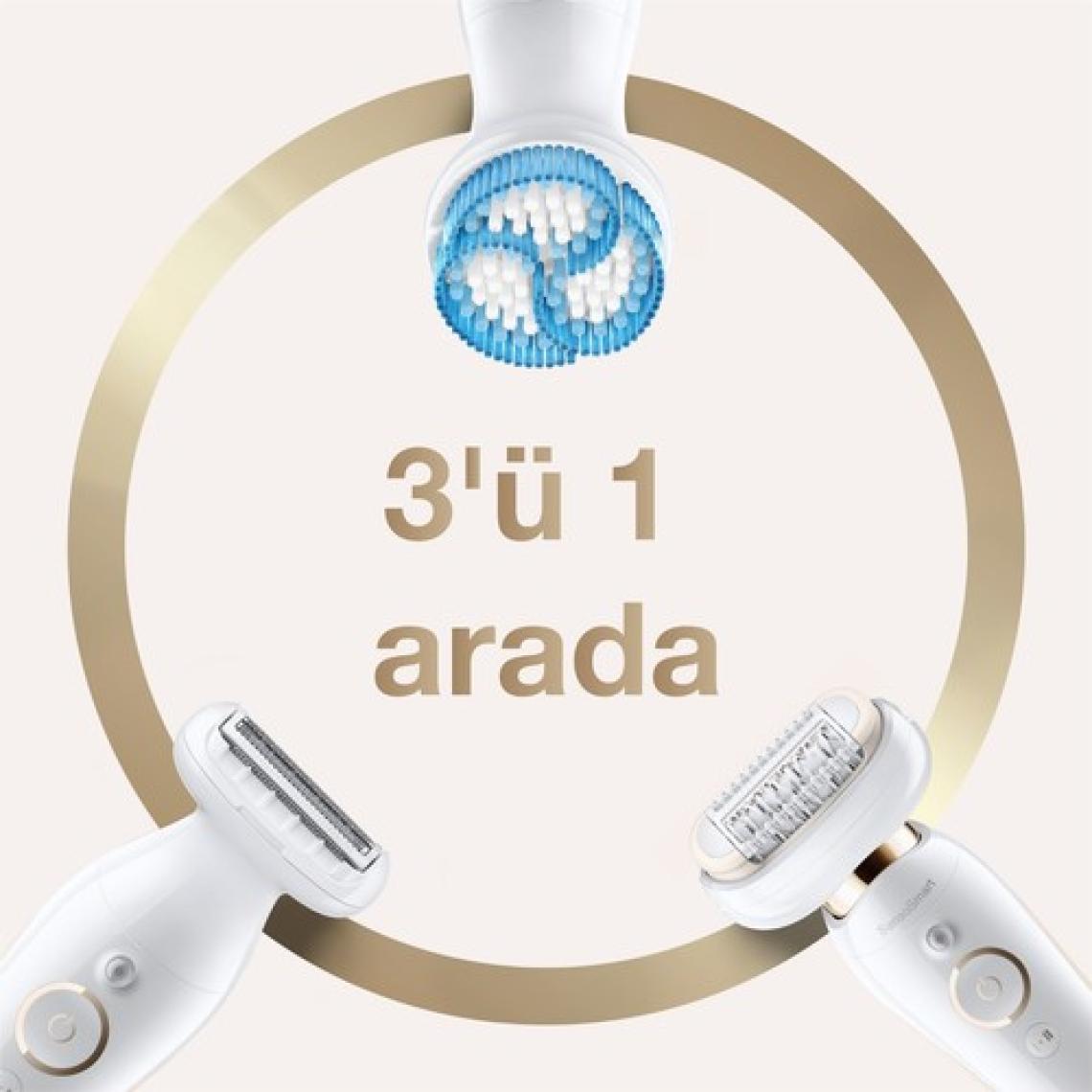 Braun Silk-épil 9 Flex 9010 SensoSmart Kablosuz Islak & Kuru 6 Ek Parçalı 3'ü 1 Arada Epilatör