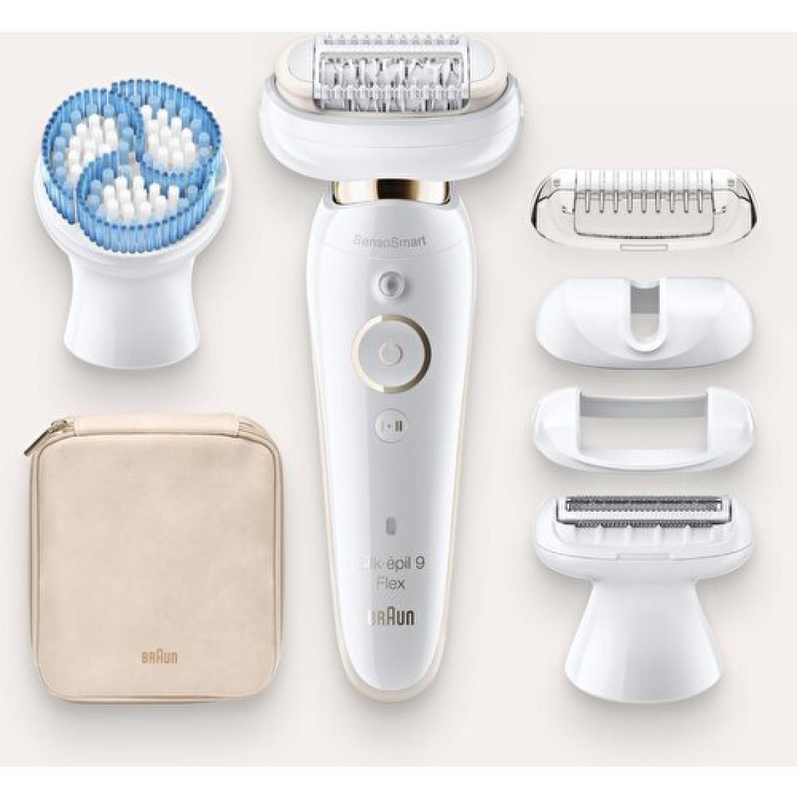 Braun Silk-épil 9 Flex 9010 SensoSmart Kablosuz Islak & Kuru 6 Ek Parçalı 3'ü 1 Arada Epilatör
