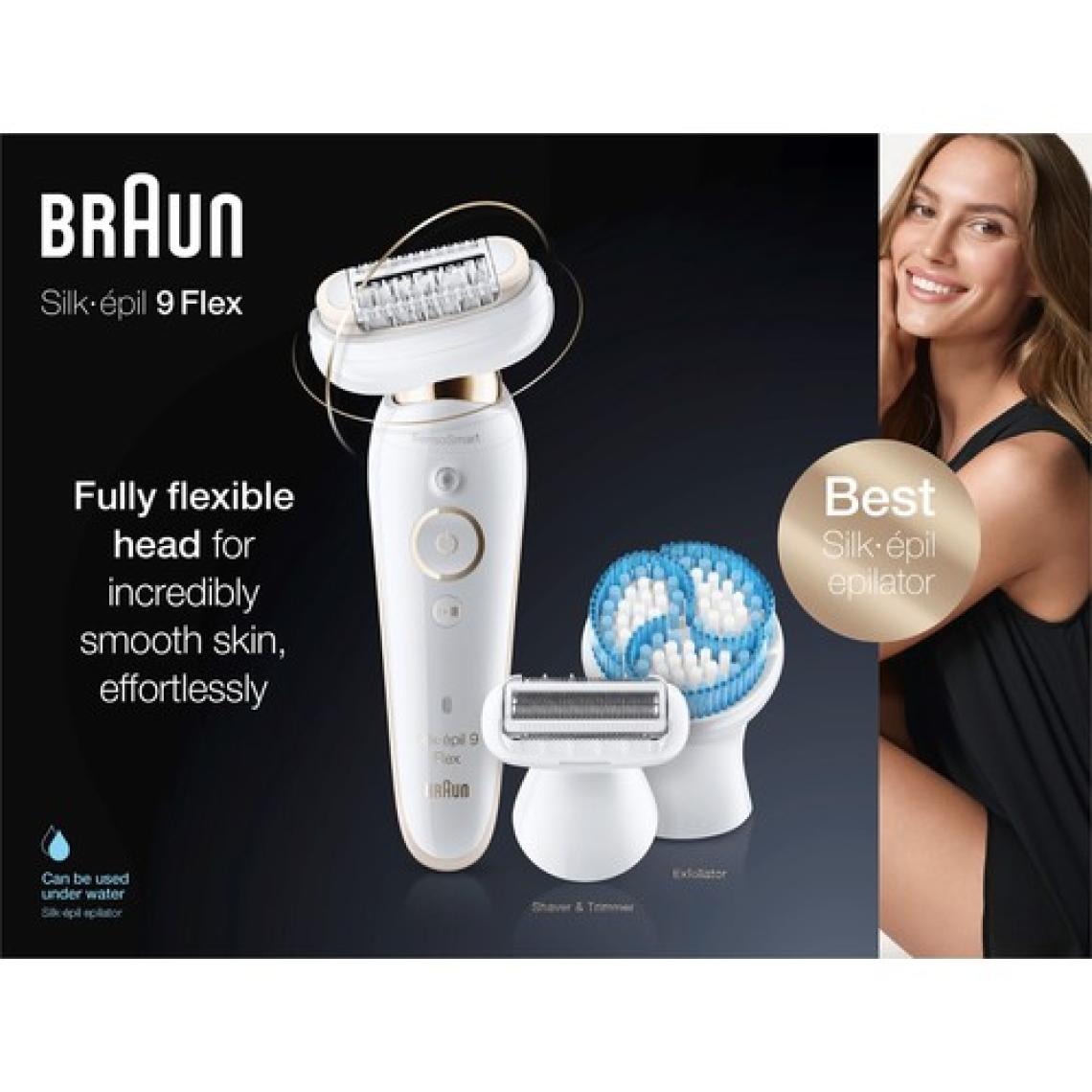 Braun Silk-épil 9 Flex 9010 SensoSmart Kablosuz Islak & Kuru 6 Ek Parçalı 3'ü 1 Arada Epilatör