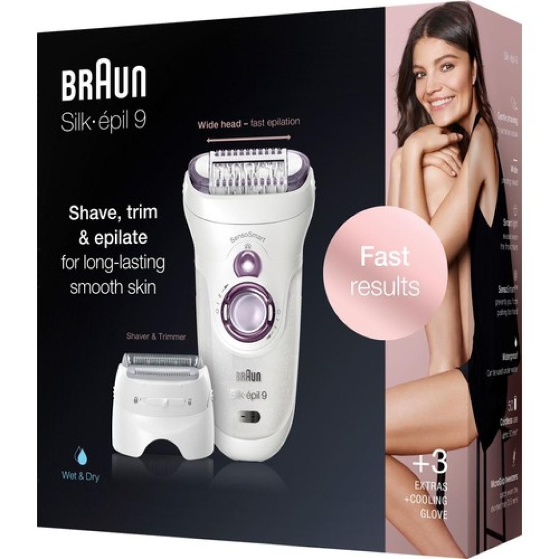 Braun Silk-épil 9 9710 SensoSmart Kablosuz Islak & Kuru 4 Ek Parçalı 2'si 1 Arada Epilatör