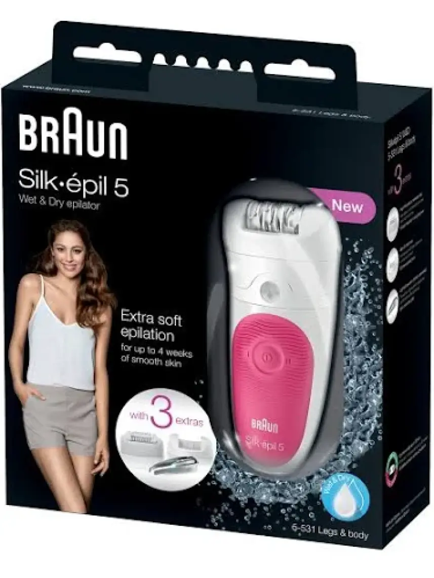 Braun Silk-épil 5 5531 Islak Ve Kuru Kablosuz Epilatör / Epilasyon, 3 adet ekstra ile