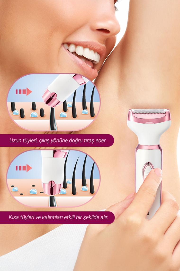 Veryfit RF-3028  Epilatör 4 In 1 Arada Epilasyon Cihazı - Şarjlı  Tıraş Makinesi Kaş Burun Tüm Vücut Seti