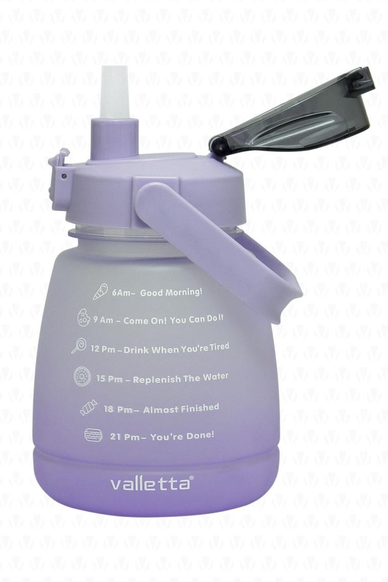 Lusca Bpa Içermez Motivasyonel Su Matarası 1,3 Lt Mor Su Matarası,su Şişesi,suluk