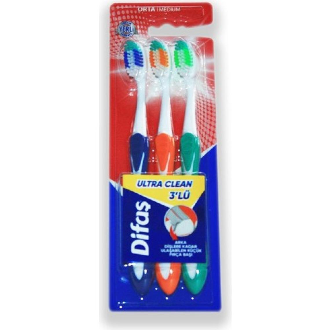 Difaş Ultra Clean 3'lü Diş Fırçası Orta