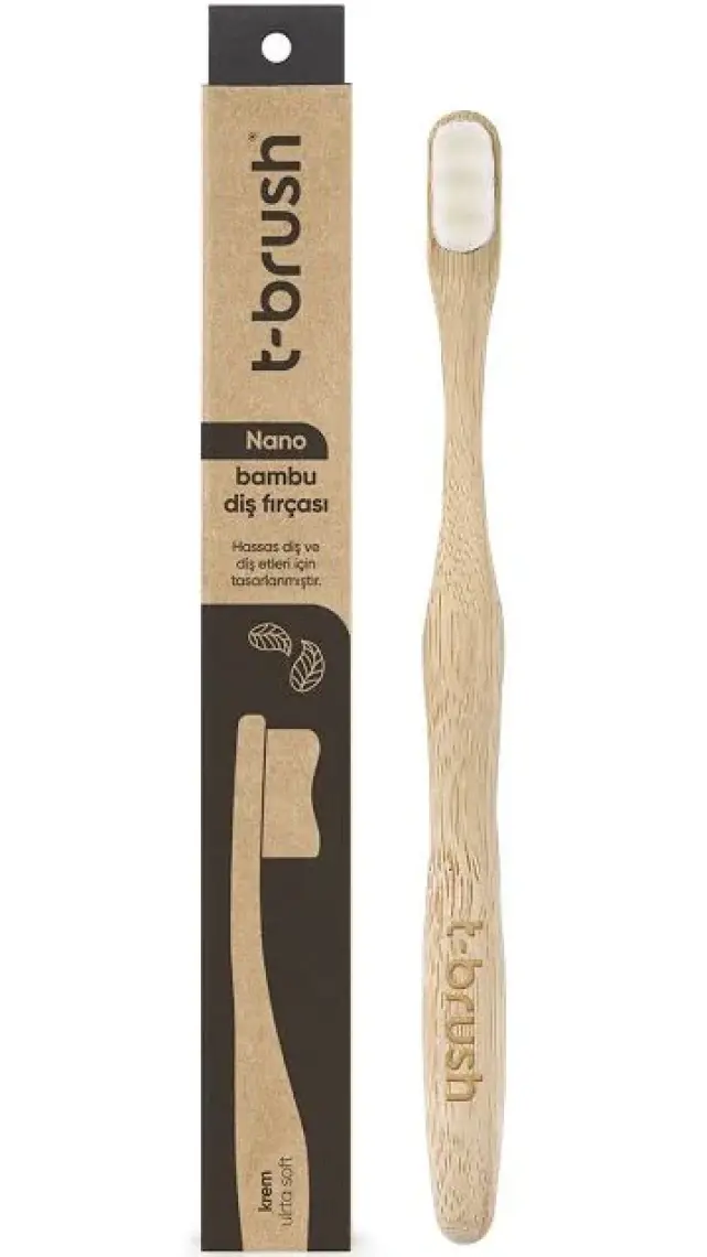 Nano Vegan Bambu Diş Fırçası - Ultra Soft (Hassas Dişler için) - Beyaz Renk - Plastiksiz