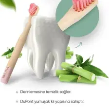 Vegan Bambu Çocuk Diş Fırçası - Yumuşak - Pembe -Plastik  içermez