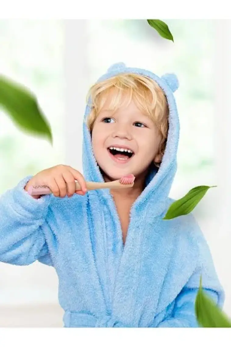 Vegan Bambu Çocuk Diş Fırçası - Yumuşak - Pembe -Plastik  içermez