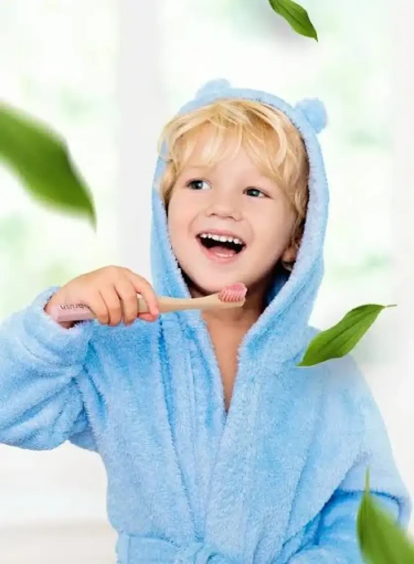 Vegan Bambu Çocuk Diş Fırçası - Yumuşak - Pembe -Plastik  içermez