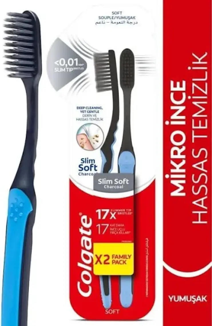 Colgate Mikro İnce Siyah Hassas Temizlik Yumuşak Diş Fırçası 1+1