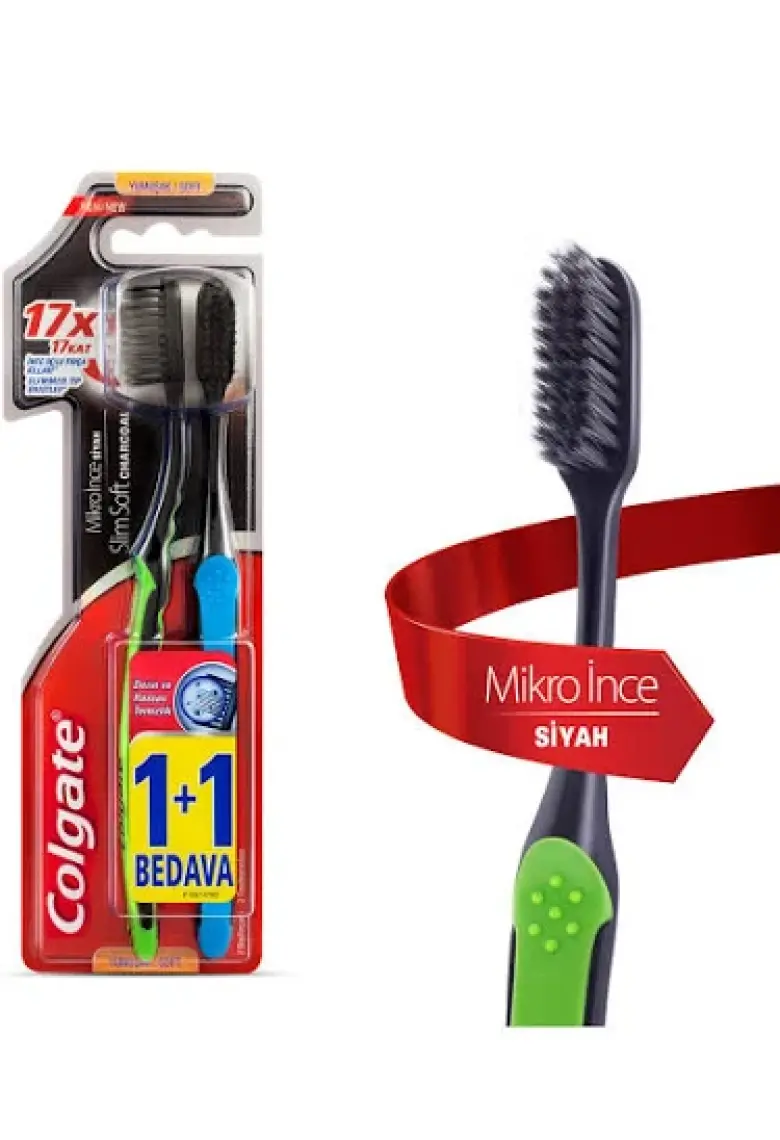 Colgate Mikro İnce Siyah Hassas Temizlik Yumuşak Diş Fırçası 1+1